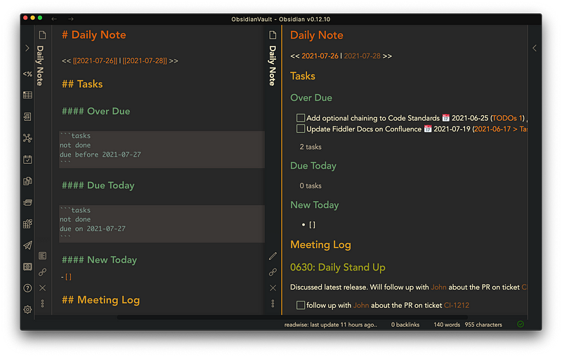 My Obsidian Daily Note Template