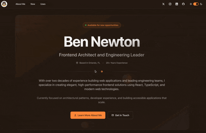 The modernized hero section with floating animated bubbles and enhanced typography
